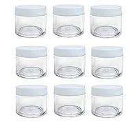 12Pcs 30g 30ml/1oz Refillable Plastic Round Clear Jars With Screw Cap Lid Empty Cosmetic Jars Lot Containers for Makeup Eye Shadow Nails Powder Handmade Lip Scrubs (White Lid)