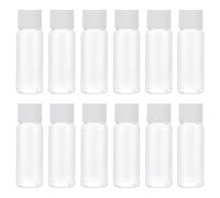 12Pcs 30ml/1oz Transparent Plastic Bottle with White Screw Cap Empty Refillable Lotion Dispenser Sample Vials Travel Cosmetic Container Pot Holder for Essential Oil Toner