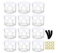12Pcs, 30ml/30g Empty Plastic Cosmetic Jars With White Lids & Inner Liners - Apstaqeoo Round Clear Cream Jars Leak-Proof Travel Container Sample Pots for Lotion,Jewelry,Painting,Candies,DIY Ointments