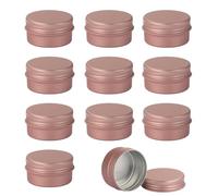 12Pcs 30ml Aluminum Tin Jar with Screw Lid Empty Refillable Aluminum Round Tin Containers for Cosmetic Lip Balm Cream Rose Gold
