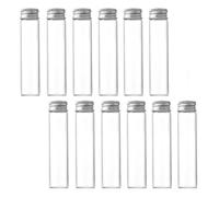 12PCS 30ml Vials Clear Glass Bottles Sample Empty Candy Jars with Aluminum Screw Lids Refillable Mini Container Storage Wishing Message Bottle Jewelry Beads Favors