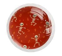 12PCS 35MM Crystal Door Knobs Cupboard Knobs Pull Handle with Screw for Drawer Wardrobe Cabinet Home Bedroom Kids Room Decor Cute Dancing Skeleton Pattern