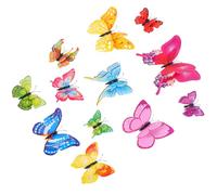 12Pcs 3D Butterfly Wall Sticker Waterproof PVC 4 Size Double Layer Butterflies Decals for Walls Creative Reusable Wall Decor with Magnetic Adhesive for Living Room and Bedroom(Style 1)
