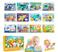 12PCS 3D EVA Sticker Craft, 3D EVA Foam Stickers for Toddlers, 2 in 1 Foam Sticker Puzzle and Painting Toy, Stickers Puzzle DIY Cartoon Animal Education Toy Gift for Kids Birthday, Christmas (Set B)