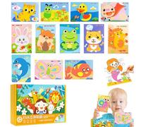 12PCS 3D EVA Sticker Craft, 3D EVA Foam Stickers for Toddlers, 2 in 1 Foam Sticker Puzzle and Painting Toy, Stickers Puzzle DIY Cartoon Animal Education Toy Gift for Kids Birthday, Christmas (Set C)
