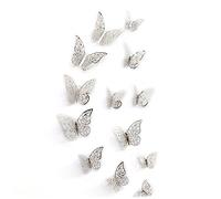12Pcs 3D Hollow Butterfly Refrigerator Magnets Wall Stickers With Magnet Funny Fridge Magnets Removable Diy Wall Art For Nursery Offices Bedroom Notes Calendar Silver C Professional and Attractive