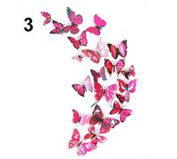 12Pcs 3D PVC Butterflies DIY Butterfly Art Decal Home Decor Wall Mural Stickers - Rose-RedDeft and Professional