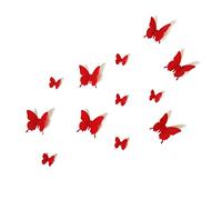 12PCS 3D Red Butterfly Wall Stickers Art Decal PVC Butterflies Home DIY Decor