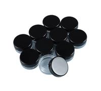 12Pcs 3g Colorful Plastic Empty Boxes Round Small Container Bottle Cosmetic Travel Pot Jars Rhinestones Gems Jewelry Storage Box For Lotion Shampoo(Black)