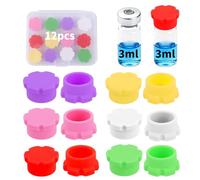 12pcs 3ml Glass Vial Protective Caps, 6 Color Leak-Proof & Dust-Resistant Protector Lids Cover Caps for Injection Vials Liquid Peptide Storage & Laboratory Use