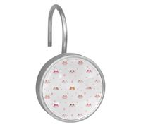 12PCS 4 Pattern Shower Curtain Rings, Resin & Glass & Stainless Steel Hooks, Rustproof Heavy-Duty Hangers, Modern Decor for Bathroom, Easy to Clean