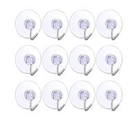 12Pcs 4cm Christmas Light Hooks Suckers - Clear Plastic Suction Cup Hooks for Glass Window, Bathroom, Shower Towel