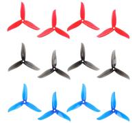 12pcs 5045 3-Blade Propeller, 5 Inch Tri Blade Props for 2204 2205 2206-2306 Brushless Motors FPV Racing Drone Quadcopter (Transparent Red, Black, Transparent Blue)
