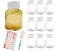 12Pcs 50ml Ginger Shot Bottles with Lids, Ginger Shot Bottles, Leak-Proof Reusable Small Plastic Bottle for Storing Smoothie Coffee Beverages Juice Milk