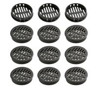 12Pcs 50mm/2in Round Soffit Vents, Black Plastic Circular Air Vent Cover Ventilation Grille Flows Air for Bathroom Home Office Kitchen Cabinet Wardrobe Blind