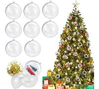 12Pcs 50mm Clear Plastic Fillable Ornament Ball Xmas Decor Ball Fillable Bauble Christmas Ornament for Christmas Holiday Wedding Party Home Decor