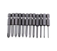 12pcs 50mm Length 1/4 Inch Hex Shank S2 Alloy Magnetic Cross Phillips Screwdriver Bit Set for Electric Hand Drills Air