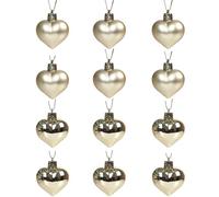 12pcs 5cm Christmas Decorations Valentines Day Tree Decorations Glitter & Matte Multi-Color Shatterproof Heart Shape Baubles Hanging for present,Home Decor Wedding Party Decoration