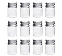 12PCS 5ml Clear Glass Bottles Candy Bottle Glass Jars Tiny Jars with Aluminum Lids Empty Sample Vials Mini Vial Small Bottle for Wishing Message Bottle Jewelry Beads Wedding Favors DIY Craft Storage