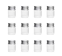 12Pcs 5ml Mini Clear Glass Bottles with Aluminum Screw Caps Empty Sample Jars Vials Wedding Favors Message Containers DIY Craft Supplies