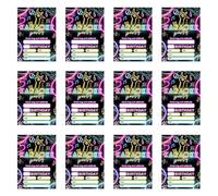 12Pcs 5x7Inch Birthday Party Cards Fluorescent Artwork Invitations for Birthday Celebration and Themed Gatherings Paper Greeting Cards