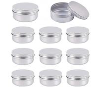 12PCS 60ml/2oz Round Aluminum Cans Screw Lid Metal Tins Jars Empty Silver Aluminum Tin Jars Cosmetic Sample Storage Jars Slip Slide Containers for DIY Crafts Candles Making Tea Spices Lip Balms