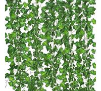 12Pcs 7.9Ft Artificial Ivy Garland,Ivy Garland Fake Vines UV Resistant Green Leaves Fake Plants Hanging Vines for Wedding Party Garden Wall Room Decoration
