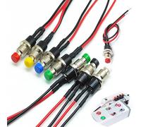 12pcs 7mm 3V-6V-12V-24V-230V/1A Prewired Mini Momentary Push Button with Pre-soldered Wires, SPST 6 Colors Normal Open ON/Off 2 Pin Round Button for Model Railway Hobby.