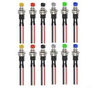12pcs 7mm Momentary Push Button SPST ON OFF 2 Pin Round Pre Wired Switch for HVAC Controls and Building Management Systems