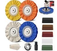 12PCS 8" Airway Buffing Wheel Kit for Angle Grinder - Aluminum Polishing Wheel Set, 5/8 Inch Arbor with Polishing Compound、Extender, Mirror Metal Finish for Rust Removal, Car Truck Wheels