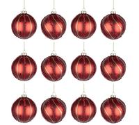 12Pcs/80mm Glass Baubles Christmas Tree Balls Spheres Hanging Ornaments Set Assorted Designs Xmas Tree Decorations