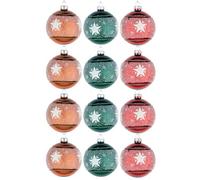 12Pcs/80mm Glass Baubles Christmas Tree Balls Spheres Hanging Ornaments Set Assorted Designs Xmas Tree Decorations
