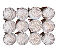 12pcs 8cm Christmas Ball Set Copper Bronze White Finish(Gilded White) | Complete 12-piece set, 8cm diameter each, for premium presentation box, effortless tree styling, perfect idea