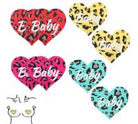 12PCS/8PCS Nipple Covers Stickers Breast Petals Pasties Leopard Printed | Nipple Pasties Tit Stickers Boob Pad Breast Patch Disposable Adhesive Bras Heart shape pink cute for Clubs Backless Lingerie