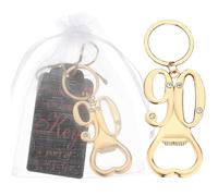 12pcs 90th Gold Keychain Bottle Opener 90th Birthday Party Favors, 90 Beer Bottle Opener Favors 90 Anniversary Souvenirs Return Gifts for Guests Party Decor Supplies (Black and Pink Tag, 90)