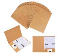 12Pcs A4 File Folder, Kraft Paper File Folder, Business Project Presentation Folder, Square Cut Folders, Conference Document Folder with Card Slot, Storage Organizer for Office School Home Meeting