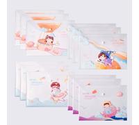 12pcs A4 Files Folder Fresh Leaves Document Bag, PVC Envelope Folder Document Folder with Snap Button for School Home Work Office Organization (Cute Girl)
