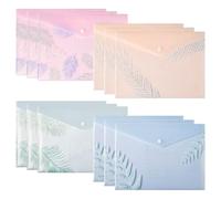 12pcs A4 Files Folder Fresh Leaves Document Bag, PVC Envelope Folder Document Folder with Snap Button for School Home Work Office Organization (Fresh Leaves)