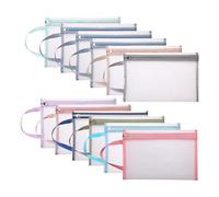12Pcs A4 Plastic Wallet Folder Book, Document Wallet Zip Wallets Mesh Zipper Pouch Document Bag, Document Wallets Folder Holder Paperwork Storage Bag