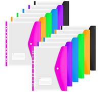 12Pcs A4 Punched Plastic Wallets Expandable Side Opening Envelope Folders