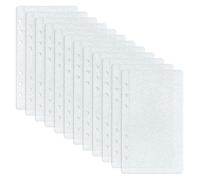 12pcs A6 Binder Pockets 6 Holes Budget Cash Envelopes Zipless Money Folder Organizer Glitter PVC Side Open Binder Pouches