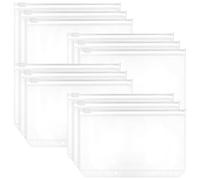 12PCS A6 Binder Pockets, Clear Zipper Pouch Folders for Budgeting, Money Folder Organizer, 6-Ring Binder Inserts for Cash Stuffing and Savings Challenges