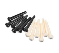 12pcs Acoustic Guitar Bridge Pins Plastic Shell Dot String Peg Set | Black 3.0mm and Cream 4.0mm Marks, Secure Fit, Decorative Finish, Replacement Parts for Folk Instrument