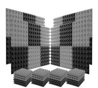 12PCS Acoustic Wall Panel Foam, Pyramid Studio Soundproof Sponge, 12X12X2" Color Clash Grey Purple Red Blue and Black(Grey)