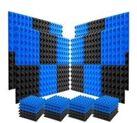 12PCS Acoustic Wall Panel Foam, Pyramid Studio Soundproof Sponge, 12X12X2" Color Clash Grey Purple Red Blue and Black(Blue)