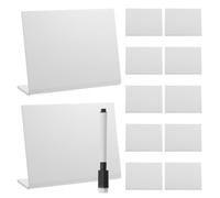 12pcs Acrylic Desk Sign Holder for Wedding Reception Party Display | Erasable Writable Surface, Compact Reusable Design, Includes Marker, White Acrylic, Home Decor and Parties