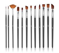 12PCS Acrylic Paint Brush Set, Nylon Watercolor Brush Set, Fan-Shaped, Flat-Top, Round-Tip, Knife-Shaped Acrylic Paint Brushes, for Acrylics, Oil, Watercolor, And Gouache Painting