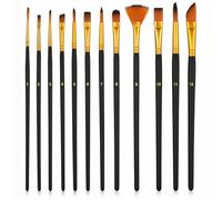 12PCS Acrylic Paint Brushes Set Shimmeroo Different Shapes Sizes Acrylic Paint Brush Set for Artists Oil Watercolor Canvas Fabric Inks Painting Beginners Professionals Face Figurines Nail Art