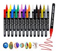 12pcs Acrylic Paint Pens, Extra Fine Paint Pen, Acrylic Quick-Dry Paint Marker Pens for Rocks Painting, Fabric, Wood, Canvas, Ceramic, Scrapbooking Supplies, DIY Crafts Making Art Supplies.