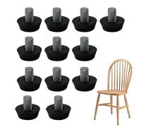 12PCS Adjustable Feet for Furniture, M8 x 10 x 23mm Adjustable Glide Levelling Feet, Rubber Feet, Furniture Levellers, Furniture Leveller Foot Floor Protector for Cabinets, Tables, Chairs, Desks